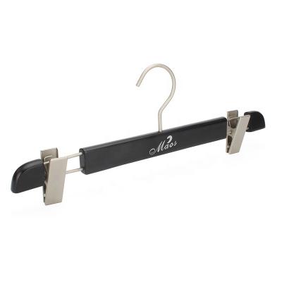 China Children's Black Color Trouser Hanger Pants Hangers With Gold Clips for sale