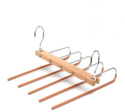 China KOREAN 5 in 1 Anti-skip Wooden Elegant Hangers for Cabinet Storage Hanger for sale