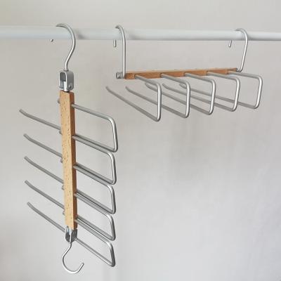 China CLASSIC LOW MOQ Space Saving Closet Hangers 5 Layers 2 Uses Multi Functional Pants Rack for sale