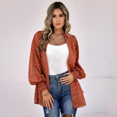 China European and American style loose and casual shirt women's loose chiffon sunscreenshirt anti-shrink soft chiffon cover up for sale