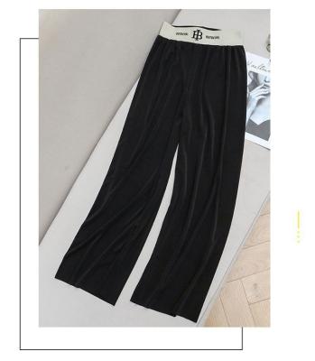 China Anti-Wrinkle Ice Silk Wide Leg Shaker Pants Woman 2022 Summer Soft High Waist Slim Drop Style Floor Straight Pants for sale