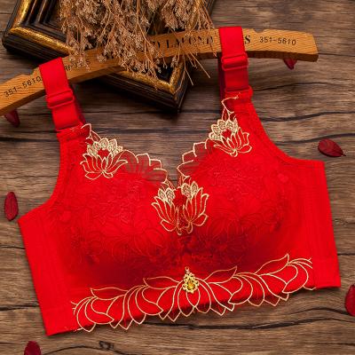 China Embroidery QUICK DRY high quality sexy red bras lace fashion chest small breasts bra push up bra women underwear wireless lingerie for sale