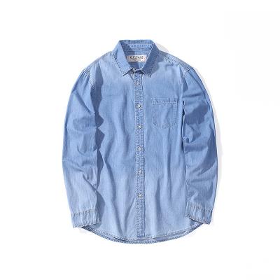 China High Quality Custom Made Men's Denim Shirt Men's Causal Washed Long Sleeve Jeans Shirts Blouses Plus Size for sale