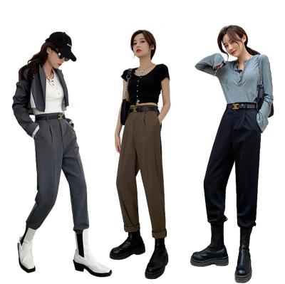 China Anti-Wrinkle Spring Autumn High Waist Women Stretchable Harem Suit Pants With Belt Office Female Casual Formal Trousers For Ladies for sale