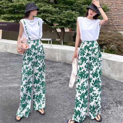 China Pretty Anti-Static Print Palazzo Pants High Waist Loose Long Wide Leg Pants Women's Trousers And Slacks for sale