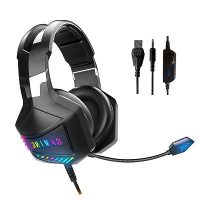 China Top Selling High Quality Cool Gaming Headset Auriculares Headset RGB Led Lightweight Custom Logo Gaming Headphones With Microphone for sale