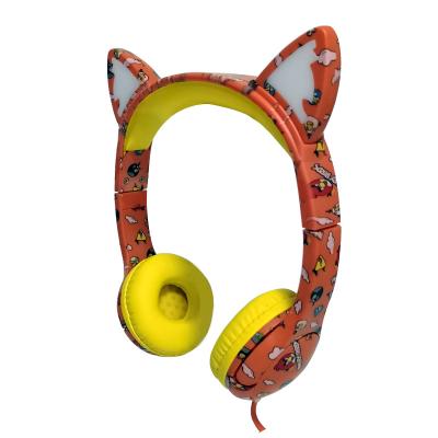 China 85db Water Transfer Printing ECO Materials Children Cat Ear Headphone Cat Headset Earphones Cat for sale