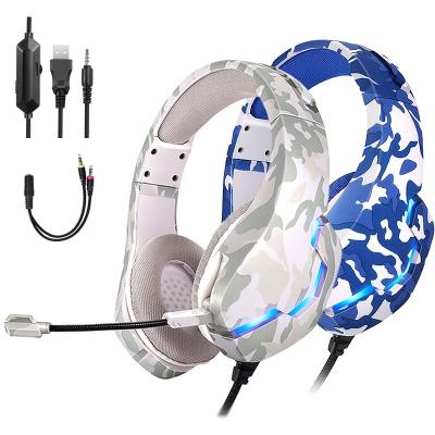 China Comfortable wearing dropshipping wired RGB ps4 PC gaming headset with MIC gaming headset ps5 J10 camouflage for sale