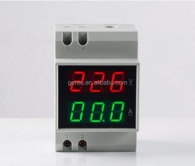 China DIN RAIL Voltmeter Ammeter D52-2042 DIN RAIL Digital AC Voltmeter Ammeter Voltage Meter Current AC 80-300V 0.1-99.9A for sale