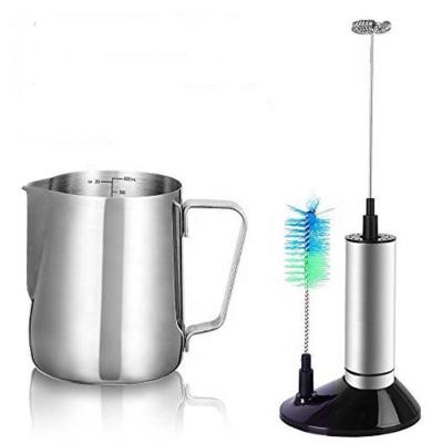 China Viable Spring Single Head Electric Milk Beater Frother Electric Egg Mixer Electronic Coffee Frother With Stand Brush for sale