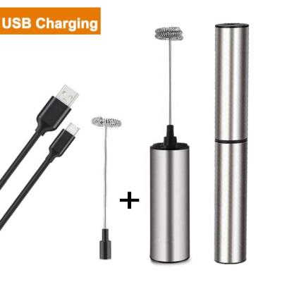 China Kitchen Milk Forther USB Stainless Steel USB Stored Adjustable Milk Frother with Double Head for sale