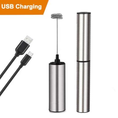 China USB Stocked Rechargeable Handheld Electric Foam Maker For Coffee With Stainless Steel Dual Main Beater Manual Milk Frother for sale