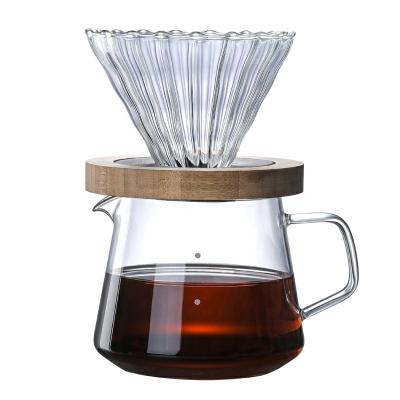 China V60 Viable Coffee Percolators Heat Resistant Glass Coffee Pot With Dripper Set 600ml Hand Drip Sharing Pot for sale