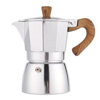 China Viable Factory Price 3/6 Cup Matte Black/Silver Portable Manual Stovetop Coffee Moka Pot Aluminum Cafetera Moka Pot for sale