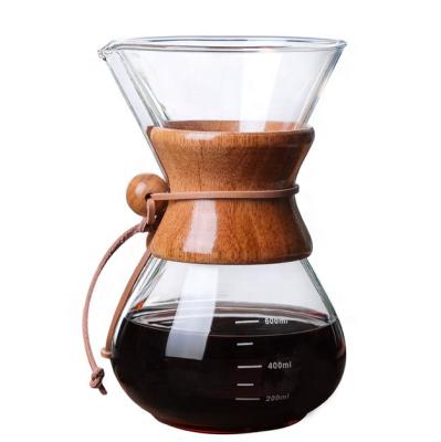 China Unusual Sustainable Chemex Coffee Pot Large/Small Double Wall Custom Heat Resistant Classic Glass Pour Over Coffee Maker With Brewer for sale