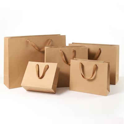 China Custom Printing Recycled Carry Recycled Brown Kraft Paper Materials Craft Grocery Packing Restaurant Cafe Food Caterer Bags for sale