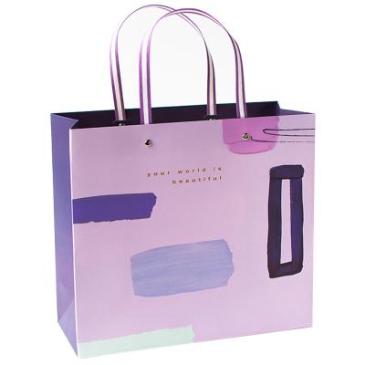 China Recycled Materials Custom Printed Your Own Logo White Colorful Kraft Gift Craft Shopping Paper Bag With Handles for sale