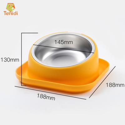 China Sustainable Custom Dog Bowl Raised Stainless Steel Slow Feeder Pet Water No Puddle To Lick Bowl Dogs White Single Dog Bowl for sale