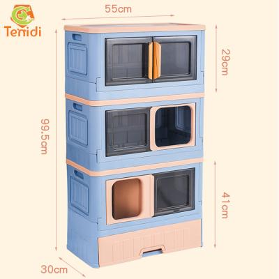 China Thickness PP Drawer Type Folding Cat Litter Box Fully Enclosed Anti-splash Pet Toilet Deodorizer Cat Cleaning Supplies Folding Trash Can for sale