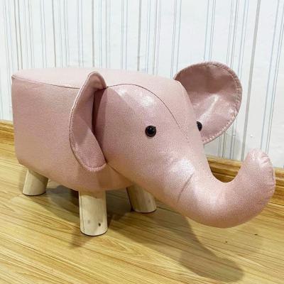 China Modern Cartoon Elephant Shaped Creative Design Kids Wooden Shoes Changing Stools for sale