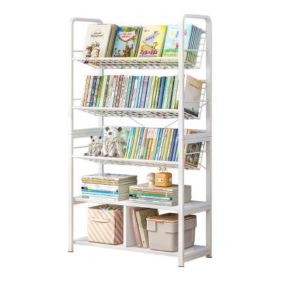 China Multi-layer bookcase living room shelf (the other) student iron shelf home bedroom book storage adjustable rack for sale