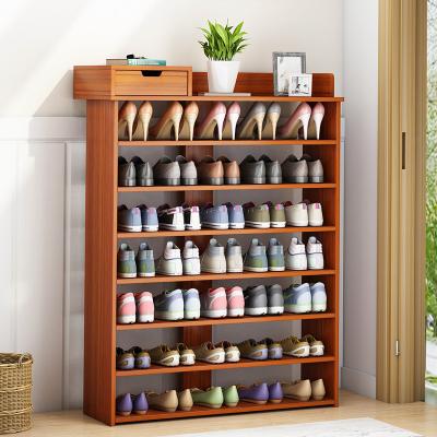 China (Size) Large Capacity Adjustable Red/White Multi-Layer Wooden Shoe Rack Shoe Cabinet For Home Storage for sale