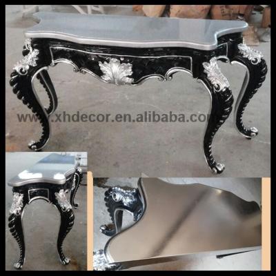 China Antoinette Louis XV coffee table modern console table in silver and black color from Hall Table for sale