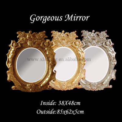 China Decorative Angel Decorative Mirror With Gold Leaf Silver Foil Mantel Mirror for sale