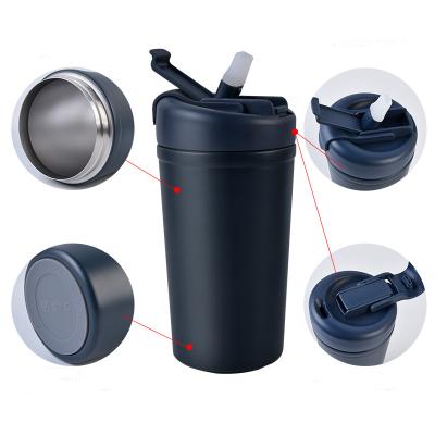 China New Design Viable 350 and 450ml Thermal Insulated Two Way Coffee Mug Tea Cup Stainless Steel Beverage Tumbler Flask for sale