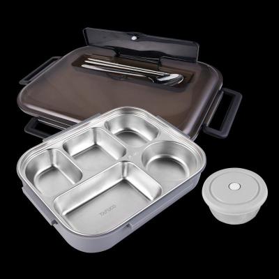 China Heatable School Use With Bowl 5 Compartment Dishes Stainless Steel Canteen Dishes Lunch Tray NO BAG for sale