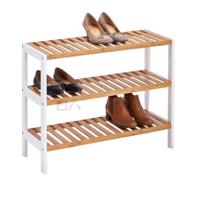 China 3 Tier Modern Bamboo Shoe Rack Wooden Shoe Organizer for sale