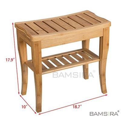 China Modern Modern Bamboo Shower Bench With Storage Shelf , Durable Bath Organizer Stool for sale