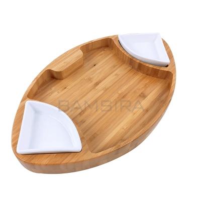 China Minimalist Minimalist Bamboo Football Birthday Party Bowl Tableware Snack Tray Large for sale