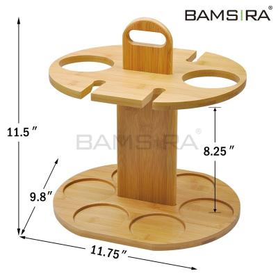 China Viable 2 and 4 Wine Glass Bamboo Bottle Holder Stand /Bamsira_Factory for sale