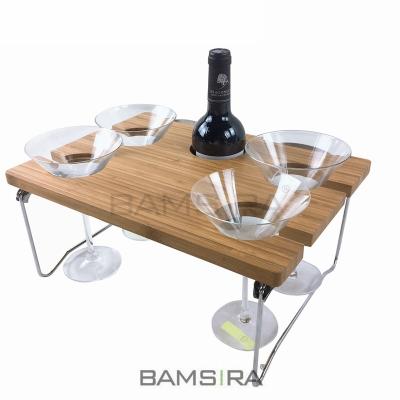 China Portable Outdoor Bamboo Table Picnic Table Wine Snack Table Outdoor Mini Bar Outdoor Table for sale