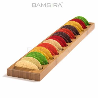 China Morden Morden Long Spot Mini Wooden Taco Holder Passing Bamboo Serving Board / Bamsira_BSCI for sale