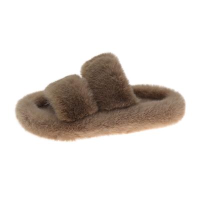 China Comfort Toe Plush Fluffy Slides Women's Custom Fashion Winter Bedroom Open Slippers Home Slippers for sale