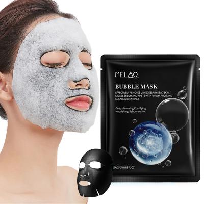 China Custom Moisturizer MELAO Logo Bubble Foam Mask Smooth Moisturizer Skin Moisturizing Face Charcoal Mask Carbon Black Facial Massage Deep Cleansing Black Mask for sale