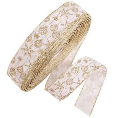 China Wholesale Wedding Events Christmast Ornament Christmas Ribbon Tree Decorative Custom Ribbons With Glitter Powder for sale