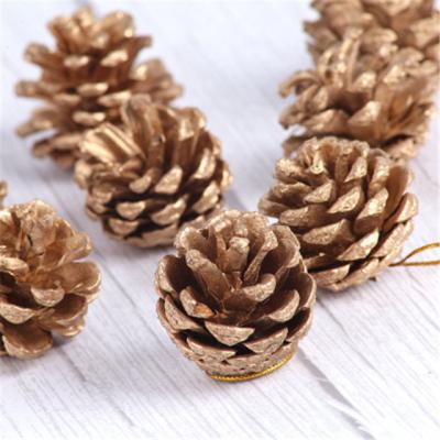 China Pine Cone Christmas Decoration Gold / Silver Pine Cone Christmas Hanging Decoration 9 Pieces / Bundle for sale