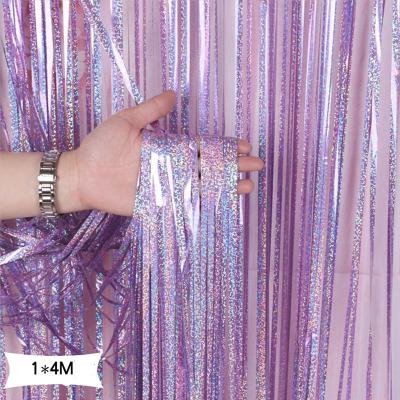 China 4m Wedding Tinsel Curtain Party Backdrop Aluminum Sequin Curtain Party Glitter Curtain Rose Gold Blue Green Laser for sale