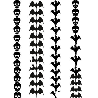 China Festival Decoration Hanging Bat Ornament Customized Non-Woven Fabric Ghost Logo Black Skull Decoration For Halloween Decoration for sale