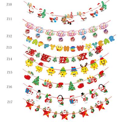 China Suitable for Home Decor Christmas Banner Garland Cartoon Santa Snowman Hanging Paper Bunting Flag for Christmas Decoration for sale