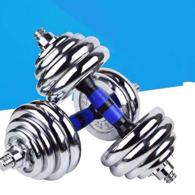 China Chrome Iron / Cast Iron Adjustable Mute Bell Chrome Set Weights 20kg Fitness Dumbbell Set for sale