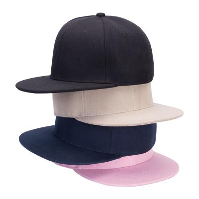 China Universal Creed 5 Panel Solid Color Brim Flat Snapback Hat With Embroidery Logo for sale