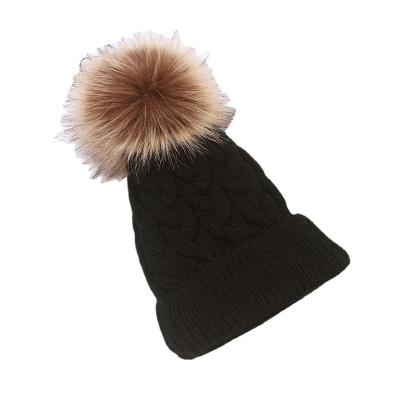 China JOINT High Quality Custom Winter Hats Women Ribbed Knit Pom Pom Female Winter Hats Customize Soft Winter Snow Cap for sale