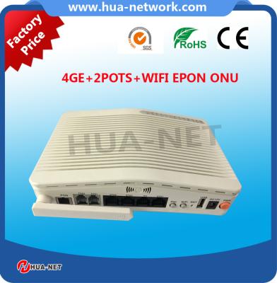 China Plastic white box 4GE+2POTS+WIFI EPON/GEPON ONU HGU TYPE/FTTH ONU/Fiber optic ONU for sale