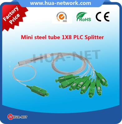 China High quality 1x8 mini steel tube Optic Splitter EPON/GPON PLC Splitter Module Fiber Optic Plc with SC/APC for sale