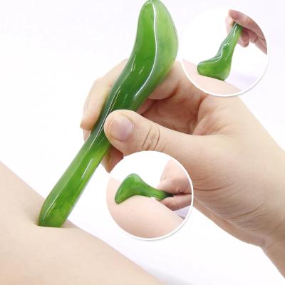 China Green Jade Gua Sha Stone Revitalizing Facial Massage Tool for sale