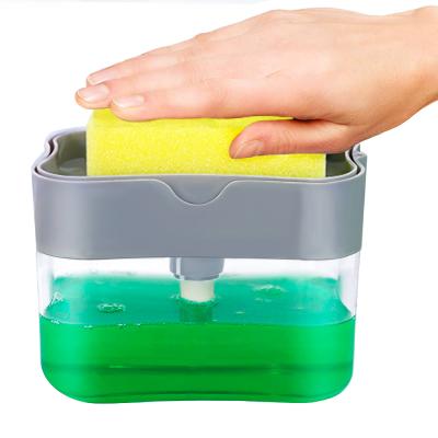 China Sustainable Kitchen Feeds Sponge Brush Holder Push Up Automatic Liquid Soap Dispensers for sale